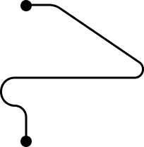 Abstract image of a line with curves and dots creating a path or route.